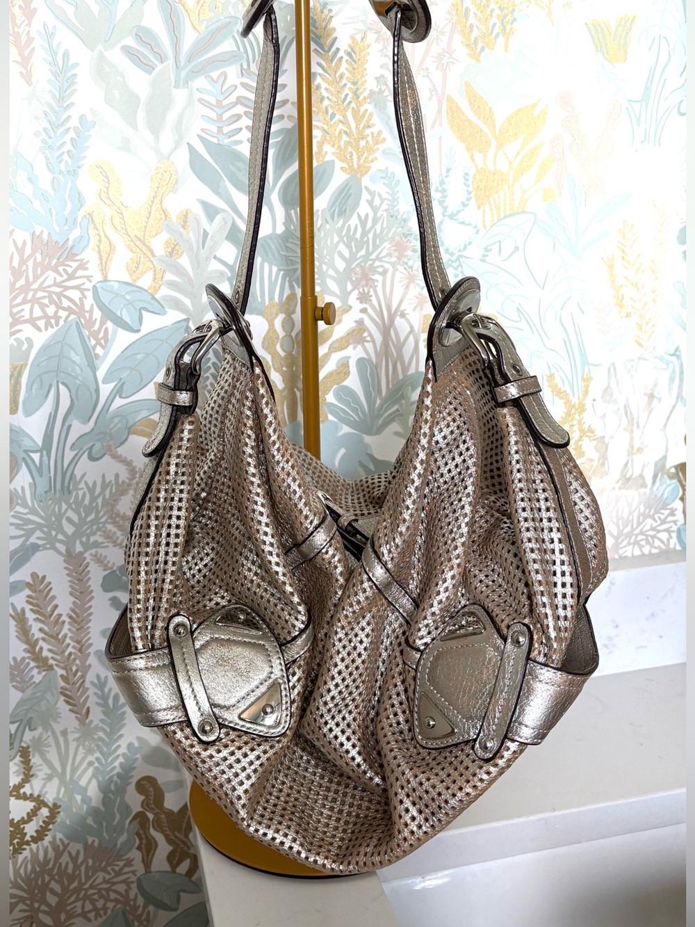 b. makowsky Metallic Soft Light Hobo Bag - Silver / Copper